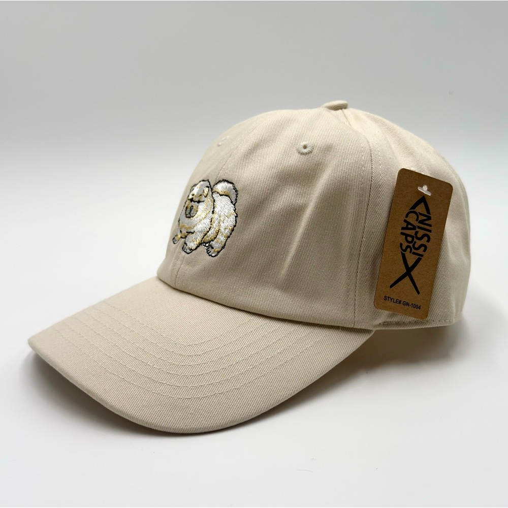Beige Adjustable Baseball Cap Hat with Chow Chow Dog Embroidery for Men & Women - Picture 2 of 8